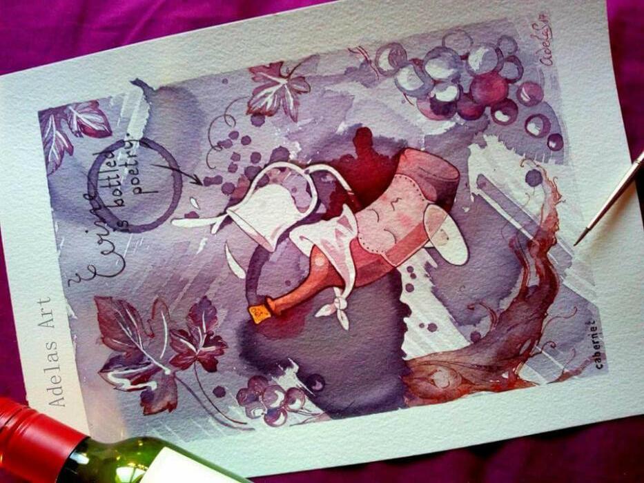 Рисование вином, чаем
